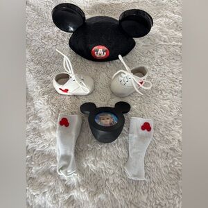 Disney Black & White Mickey Mouse Baby Doll set fits American Girl shoes hat